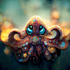 Image showing Funny cartoon octopus. Digtal generated illustration. 