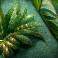 Image showing Nature view of green tropical plants leaves  background. 