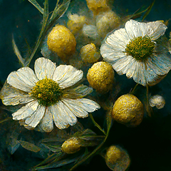 Image showing Realistic digital generated illustration of chamomile flowers.