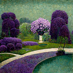 Image showing Lilac garden, beautiful flowers. Beauty in nature. Beautiful lil