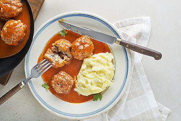 Image showing Meatballs in tomato sauce