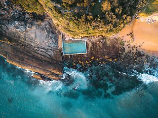 Image showing Beach rock pool tidal pool for public swimming recreation