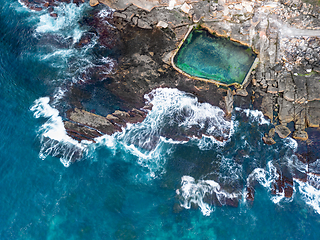 Image showing Incredible tidal pool built into the rocky cliffs of the coastli