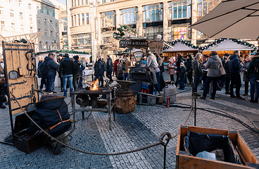 Image showing Peoples on the famous advent Christmas market at Wenceslas square