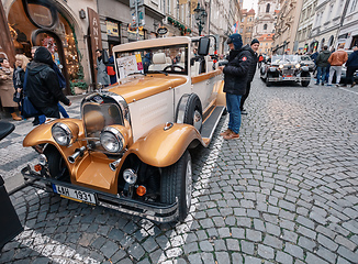 Image showing Famous historic car Praga in Prague street