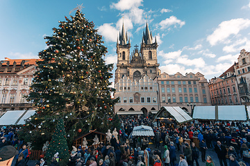 Image showing Christmas tree at Old Town Square in Prague