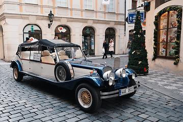 Image showing Famous historic car Praga in Prague street