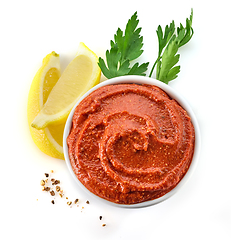 Image showing bowl of tomato and red pepper dip