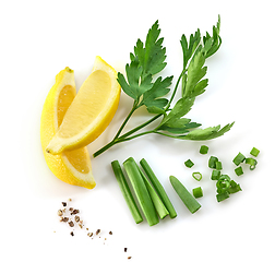 Image showing cut of lemon and parsley