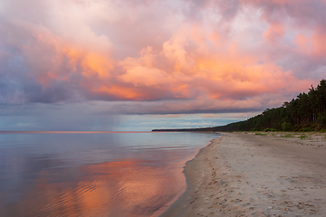 Image showing stormy clouds at sunset