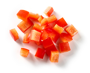 Image showing red paprika cubes