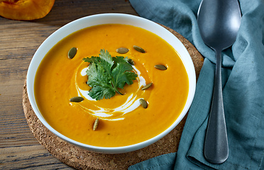 Image showing bowl of pumpkin soup