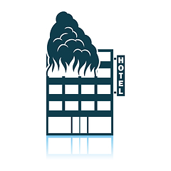 Image showing Hotel Building In Fire Icon