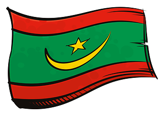 Image showing Painted Mauritania flag waving in wind