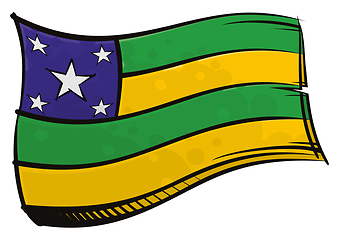 Image showing Painted Sergipe flag waving in wind