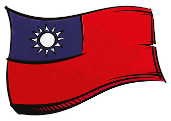 Image showing Painted Taiwan flag waving in wind