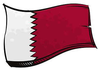 Image showing Painted Qatar flag waving in wind