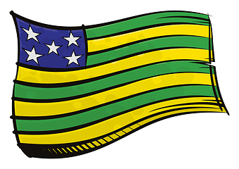 Image showing Painted Goias flag waving in wind