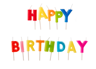 Image showing words happy birthday made of anniversary candles