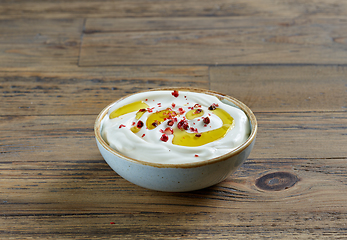 Image showing bowl of sour cream or greek yogurt