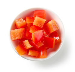 Image showing bowl of sliced red paprika