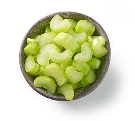 Image showing bowl of chopped celery sticks