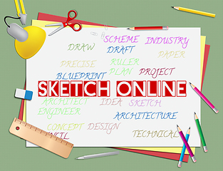 Image showing Sketch Online Means Internet Drawing And Design
