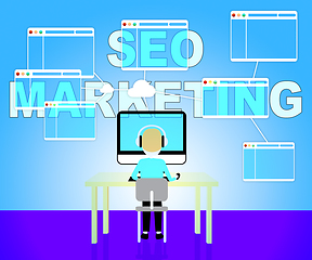 Image showing Seo Marketing Shows Search Engines 3d Illustration