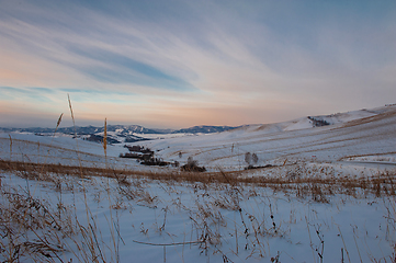 Image showing Altai mountains winter road