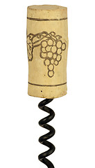 Image showing Wine cork on screw