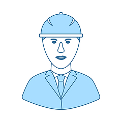 Image showing Icon Of Construction Worker Head In Helmet