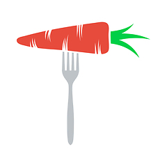 Image showing Icon Of Diet Carrot On Fork