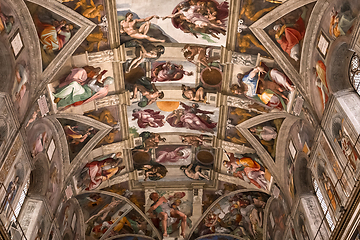 Image showing interiors and details of the Sistine Chapel, Vatican city