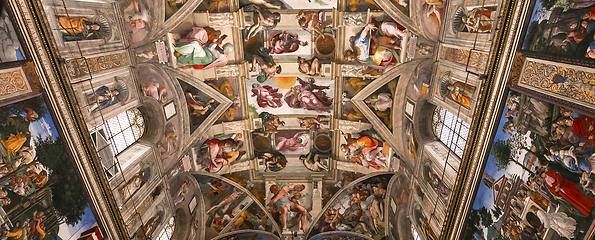 Image showing interiors and details of the Sistine Chapel, Vatican city