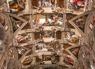 Image showing interiors and details of the Sistine Chapel, Vatican city