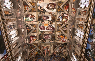 Image showing interiors and details of the Sistine Chapel, Vatican city