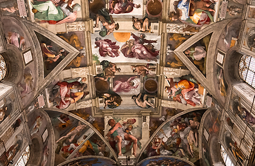 Image showing interiors and details of the Sistine Chapel, Vatican city