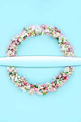 Image showing Easter Wreath with Apple Blossom Flowers