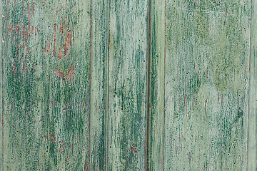 Image showing green painted wooden plank wall