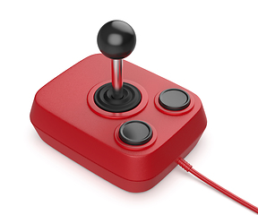 Image showing Red vintage computer joystick