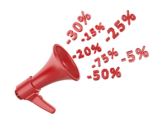 Image showing Announcing discounts with megaphone