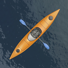 Image showing Orange plastic kayak on water