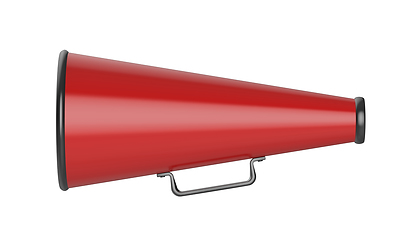 Image showing Side view of red vintage megaphone