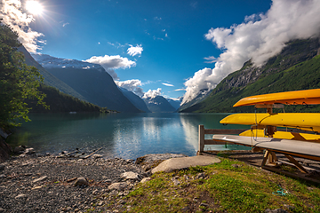 Image showing lovatnet lake Beautiful Nature Norway.