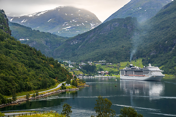 Image showing Cruise Liners On Geiranger fjord, Norway