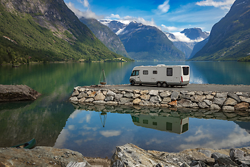 Image showing Family vacation travel RV, holiday trip in motorhome