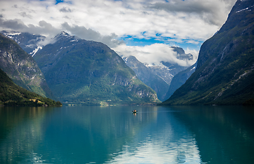 Image showing lovatnet lake Beautiful Nature Norway.