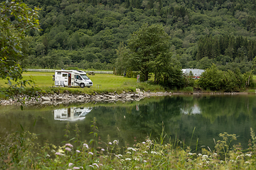 Image showing Family vacation travel RV, holiday trip in motorhome