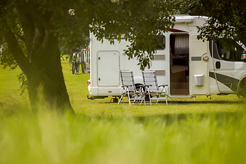 Image showing Family vacation travel RV, holiday trip in motorhome