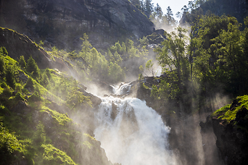 Image showing Latefossen is one of the most visited waterfalls in Norway and i